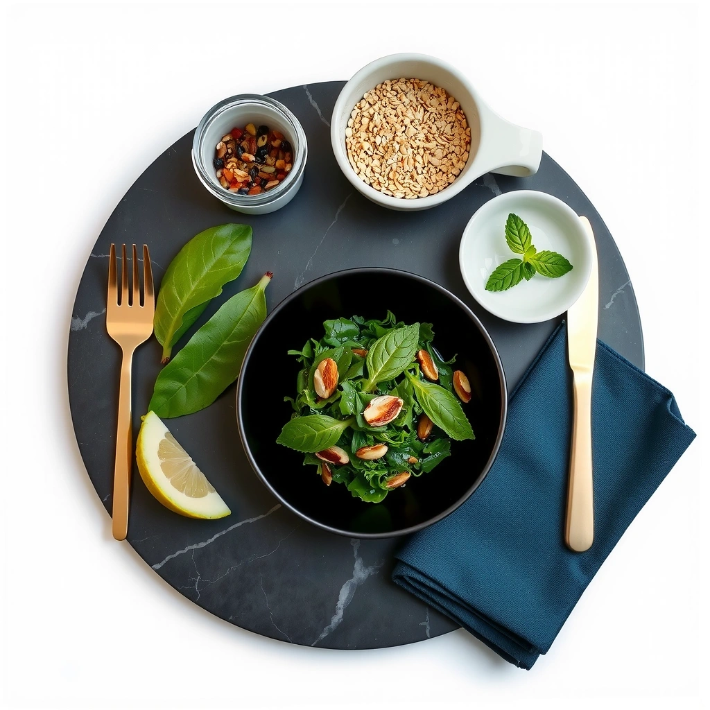 Harmonisch arrangierte Mahlzeit auf Marmor